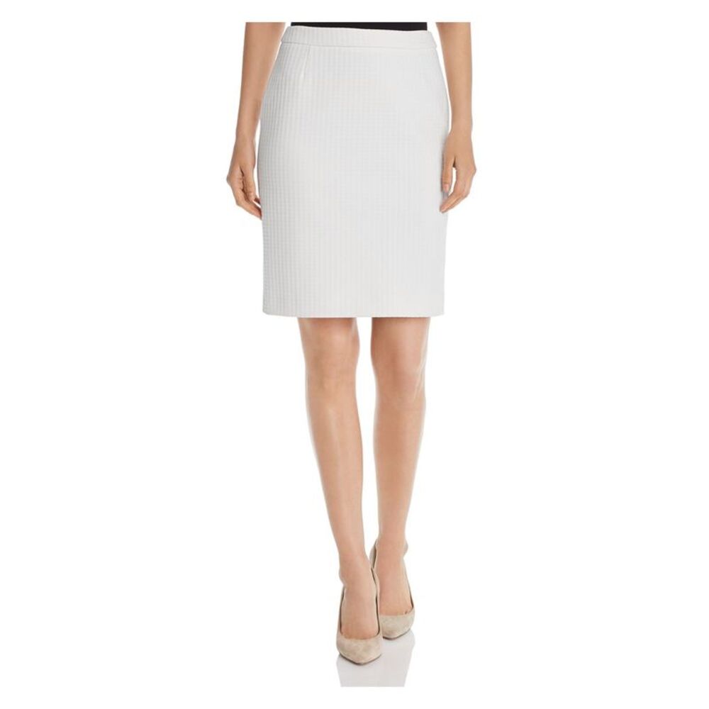 BOSS Womens White Lined Back Vent Knee Length Wear To Work Pencil Skirt 0